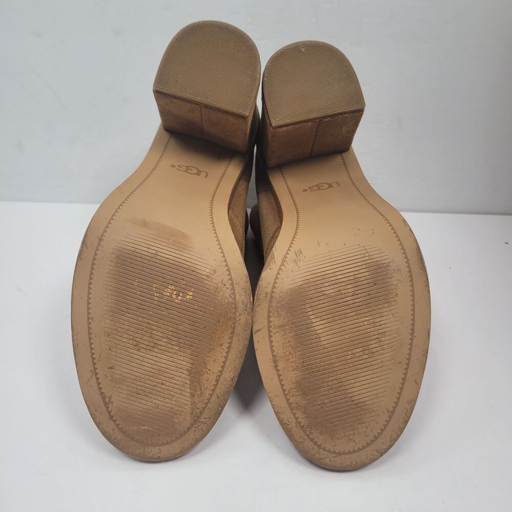 UGG Women's Brown Suede Peep Toe High Heel Ankle Boots S/N 1019996 US Size 8.5 - Picture 8 of 9
